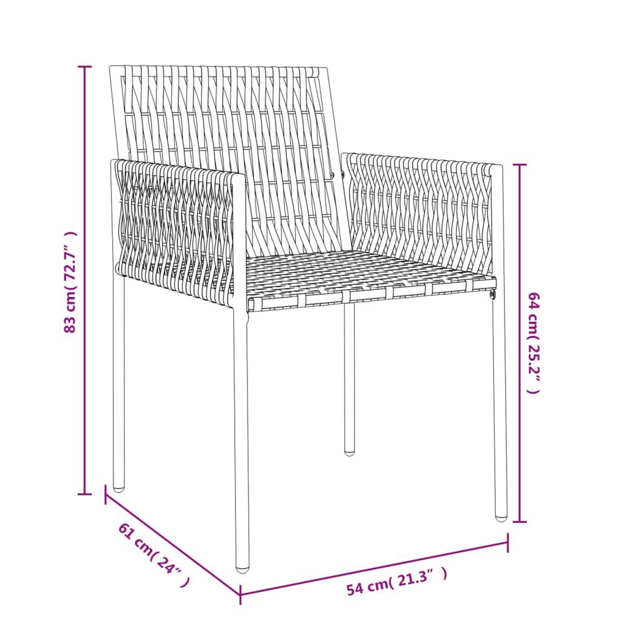 Voir la diapositive 6 : VIDAXL Chaises de jardin et coussins lot de 4 marron 54x61x83 cm rotin