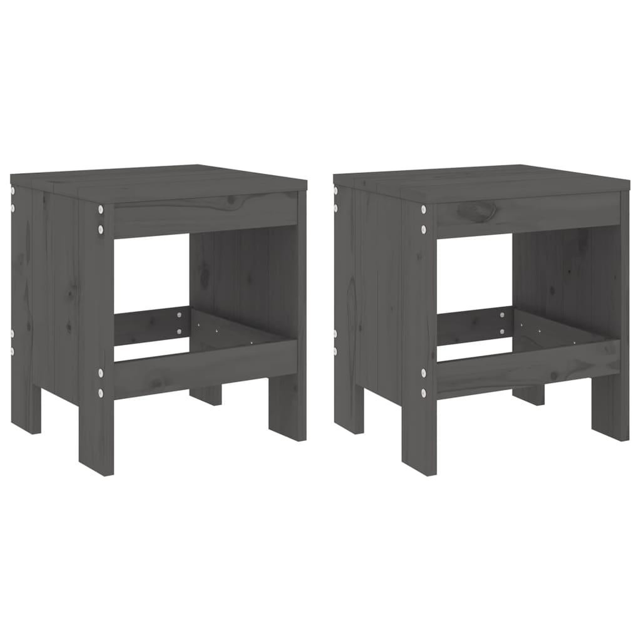 Voir la diapositive 3 : VIDAXL Ensemble de bistrot de jardin 3 pcs gris bois de pin massif