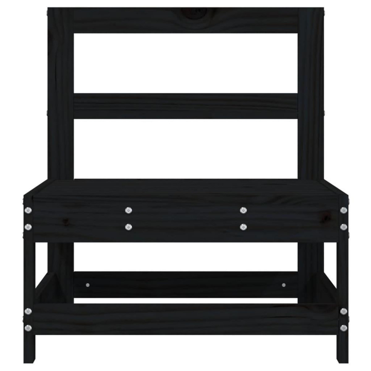 VIDAXL Canape central de jardin noir bois de pin massif