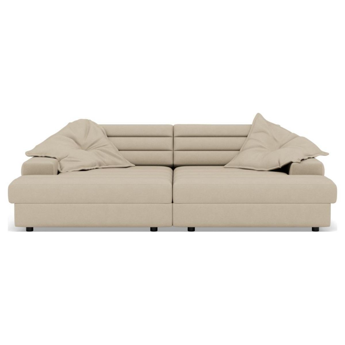 LISA DESIGN Loredana - canapé droit 4 places double méridienne - assise profonde - en tissu texturé