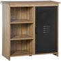 Voir la diapositive 1 : HOMCOM Buffet design industriel - meuble de rangement 3 niches placard - panneaux particules aspect bois veinage porte métal noir
