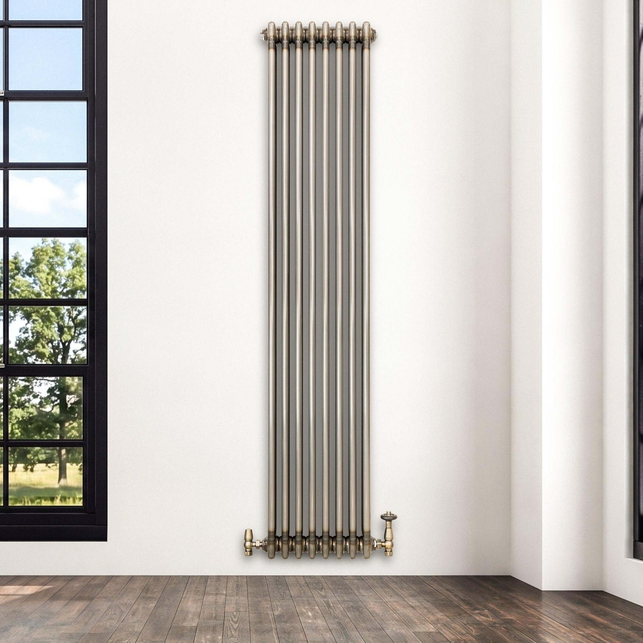 Voir la diapositive 4 : MONSTERSHOP Radiateur traditionnel à 3 colonnes & vannes - 1800 x 380 mm - métal brut