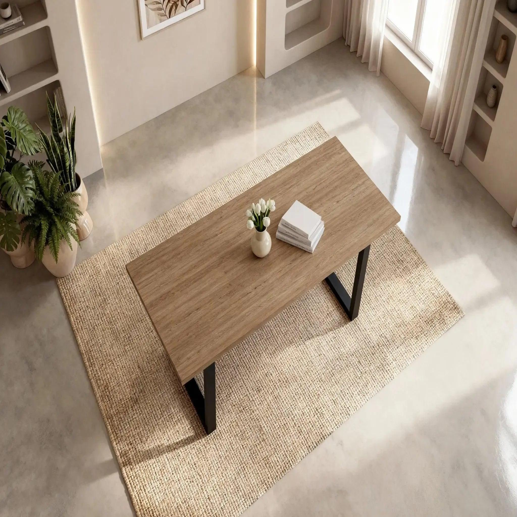 Voir la diapositive 4 : CASANOVA PARIS Neva - table à manger rectangulaire 180cmpieds en métal noir - chêne clair