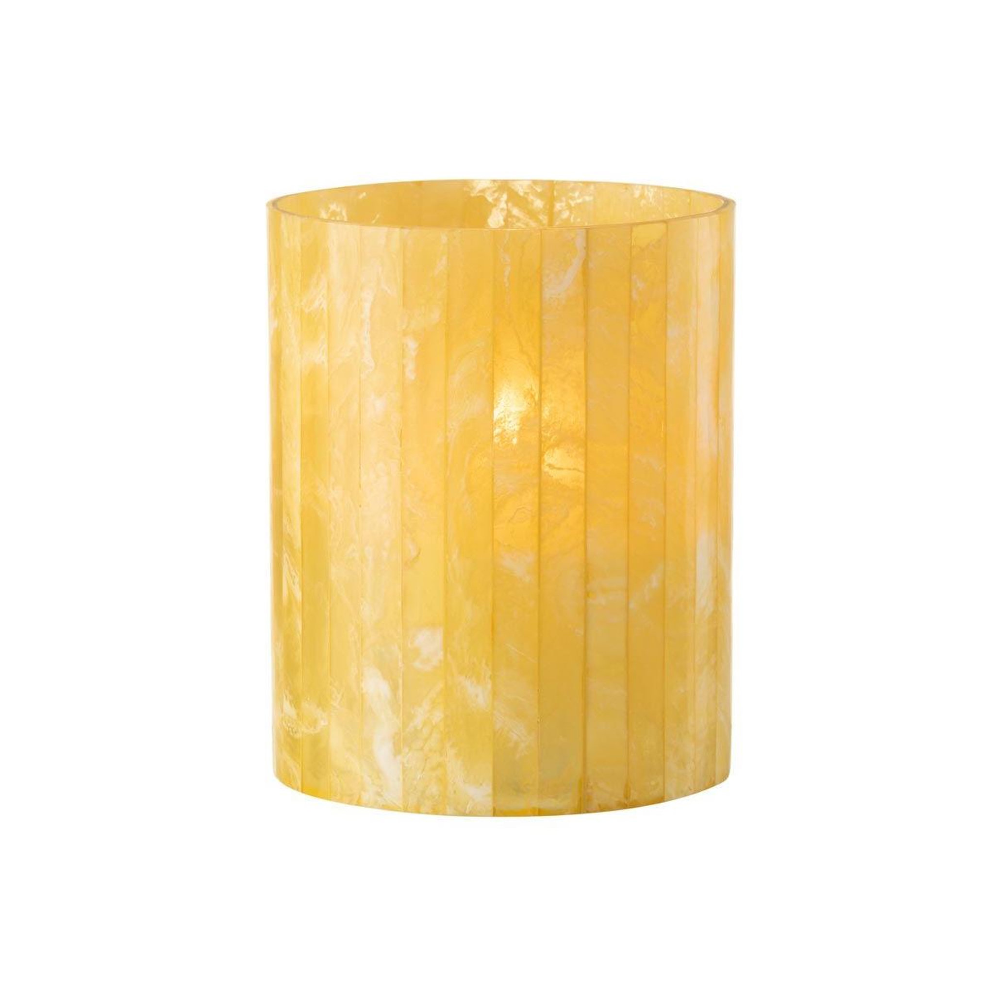 Voir la diapositive 2 : J-LINE Photophore Design Lignes  Champêtre  20cm Jaune