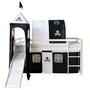Voir la diapositive 2 : HomeStyle4U Lit mezzanine avec Tunnel Tour Toboggan Rideau Pirate Noir 90x200