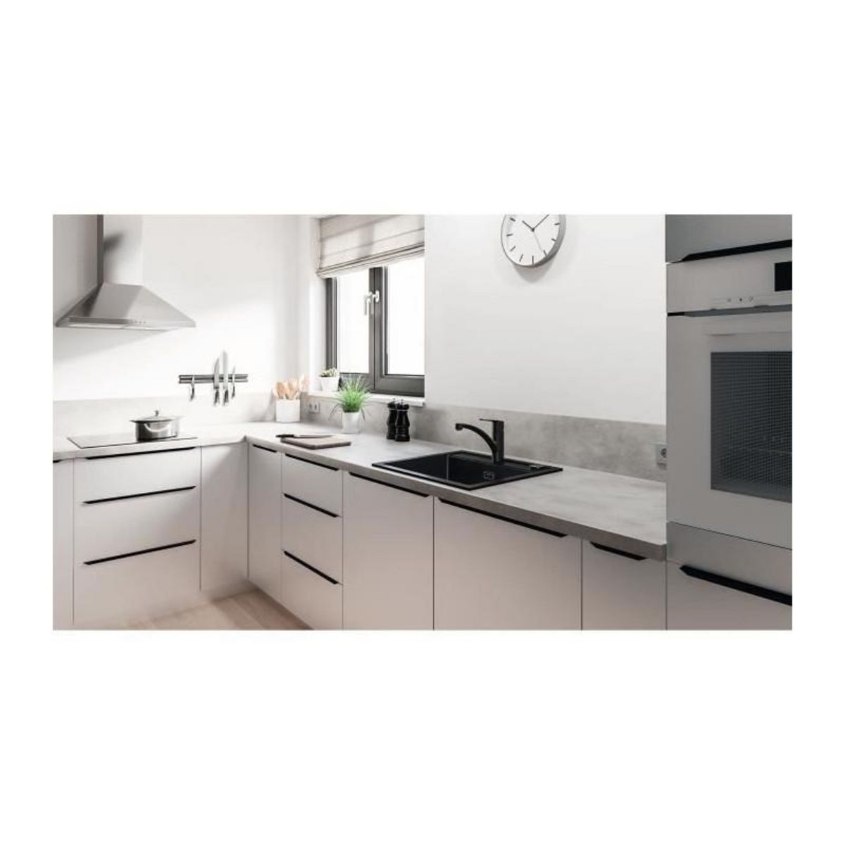 Grohe GROHE Start - 324412432 - Robinet de cuisine - Mitigeur monocommande évier - Noir mat - Bec bas - Rotation 140°