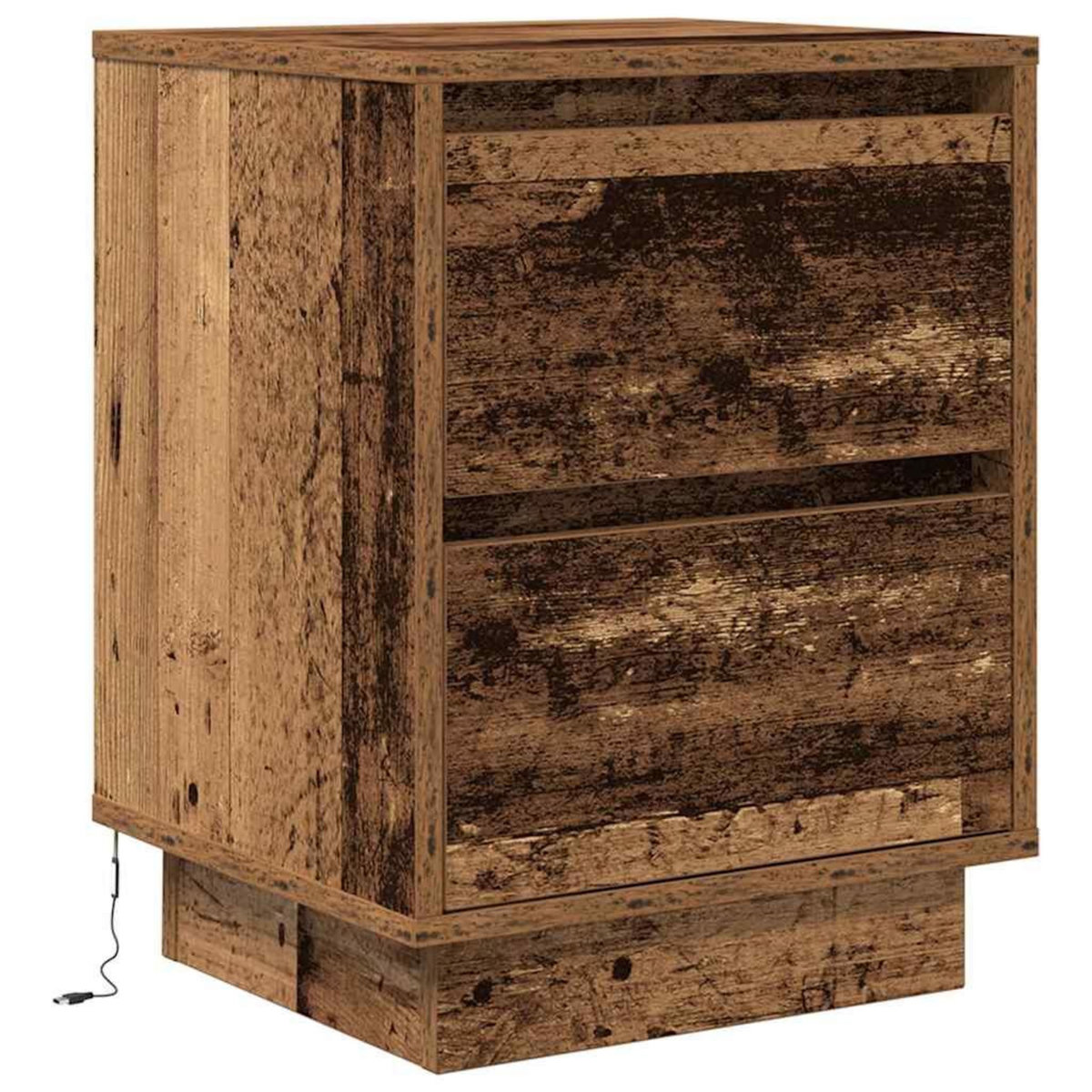 VIDAXL Table de chevet avec lumieres LED vieux bois 38x34x50 cm