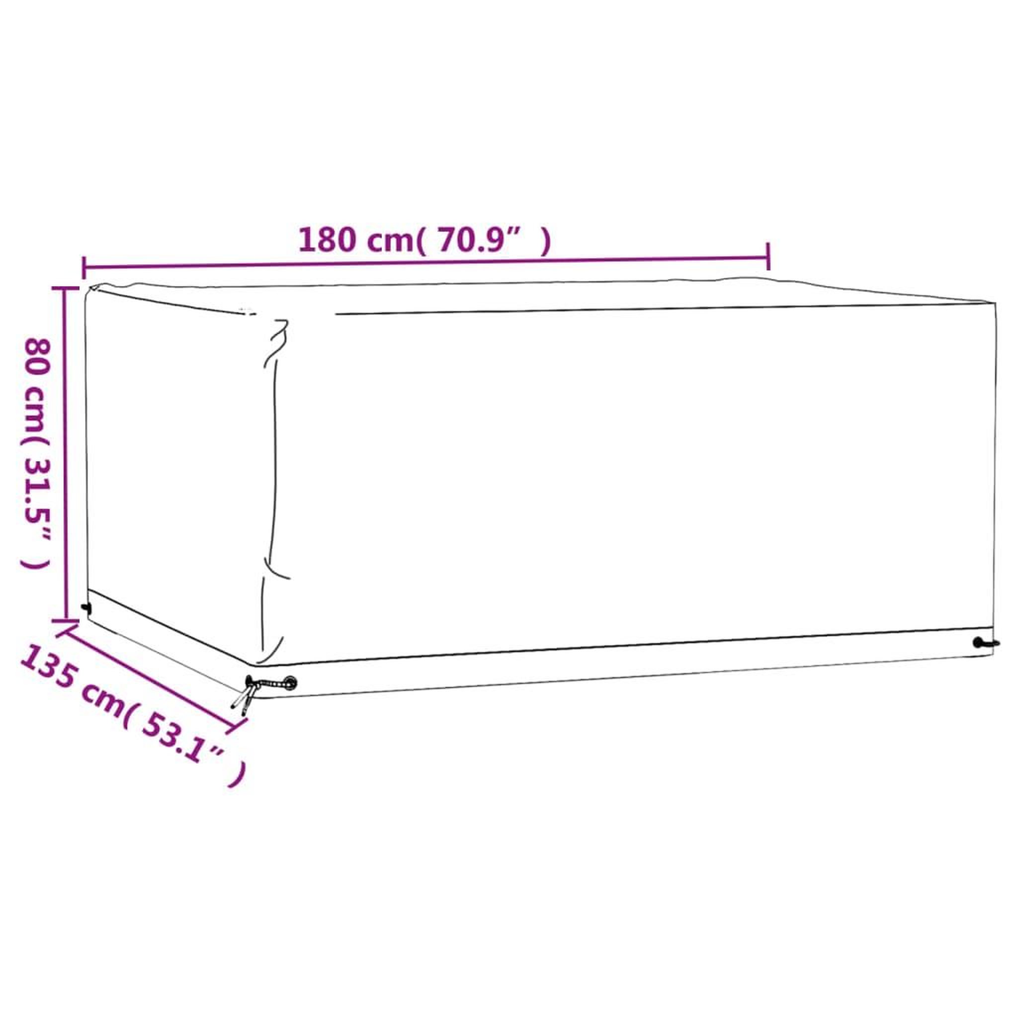 Voir la diapositive 6 : VIDAXL Housse de salon de jardin 8 œillets 180x135x80 cm rectangulaire