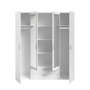Voir la diapositive 3 : PARISOT Armoire VARIA - Décor blanc - 4 portes battantes + 2 miroirs + 2 tiroirs - L 160 x H 185 x P 51 cm - PARISOT