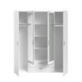 Voir la diapositive 3 : PARISOT Armoire VARIA - Décor blanc - 4 portes battantes + 2 miroirs + 2 tiroirs - L 160 x H 185 x P 51 cm - PARISOT