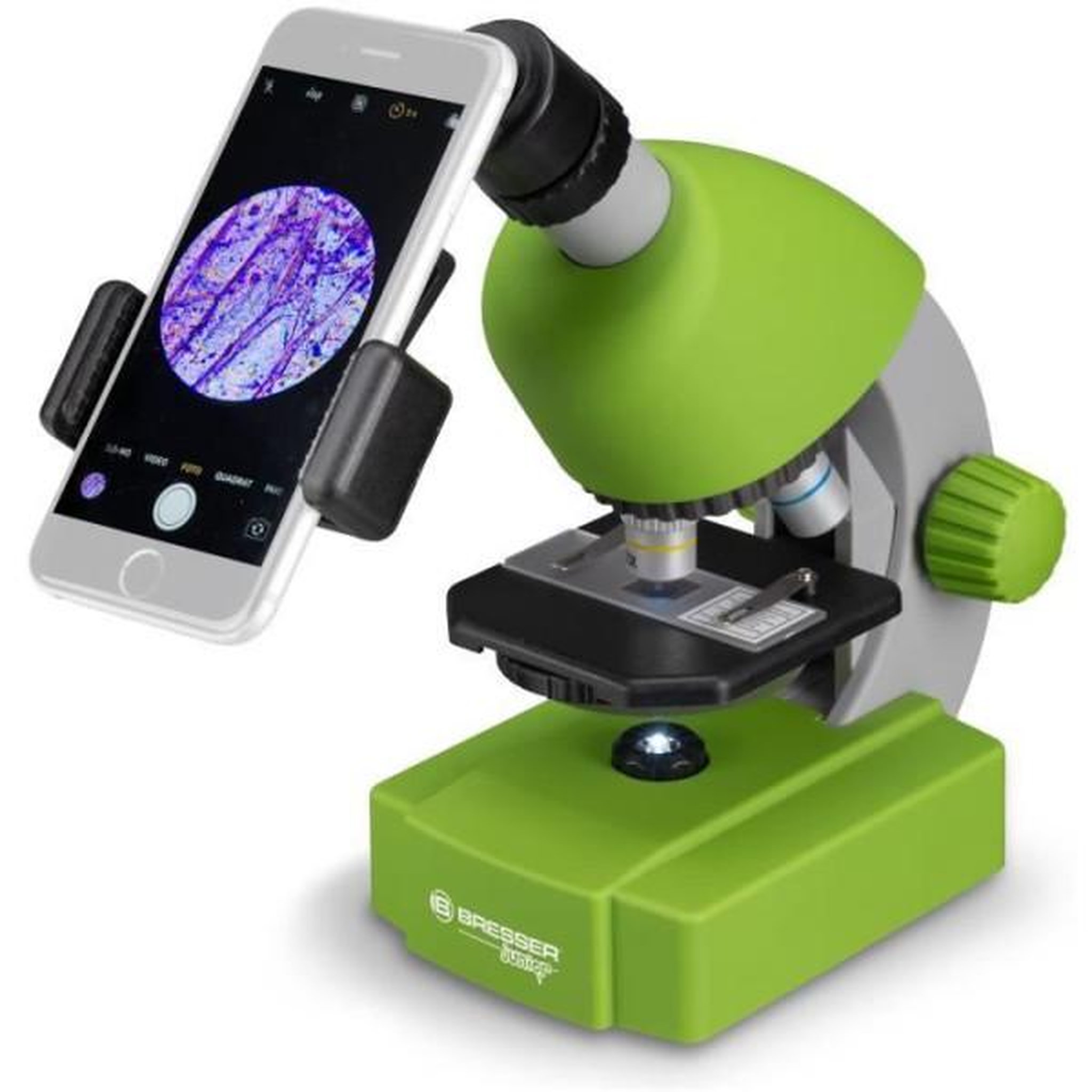 Voir la diapositive 3 : Bresser Microscope 40x-640x - bresser junior - éclairage led - kit d'expérimentation - vert