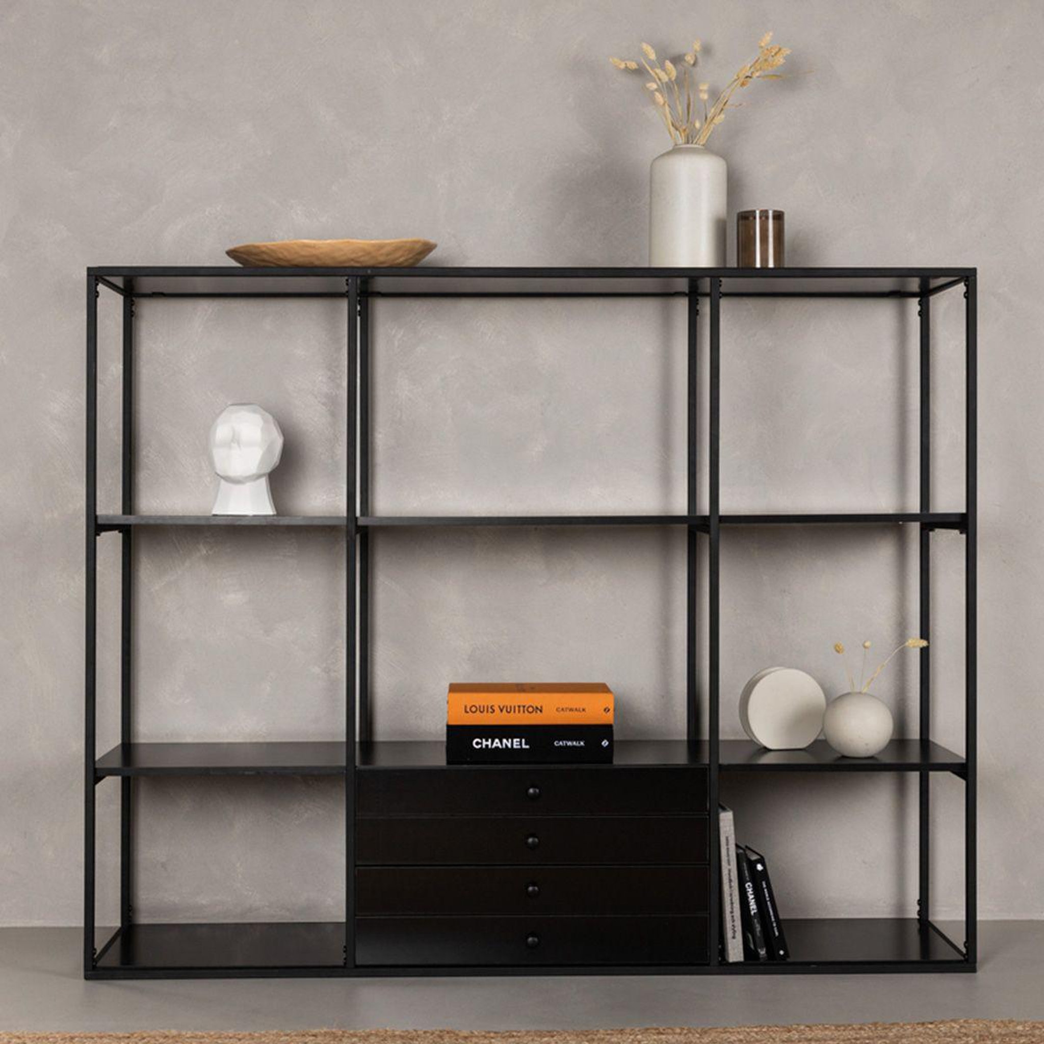 Voir la diapositive 6 : Paris Prix Étagère design 4 niveaux  amaraillo  150cm noir