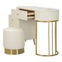 Voir la diapositive 3 : Paris Prix Coiffeuse Avec Pouf Effet Marbre  Sharon  120 Blanc & Or