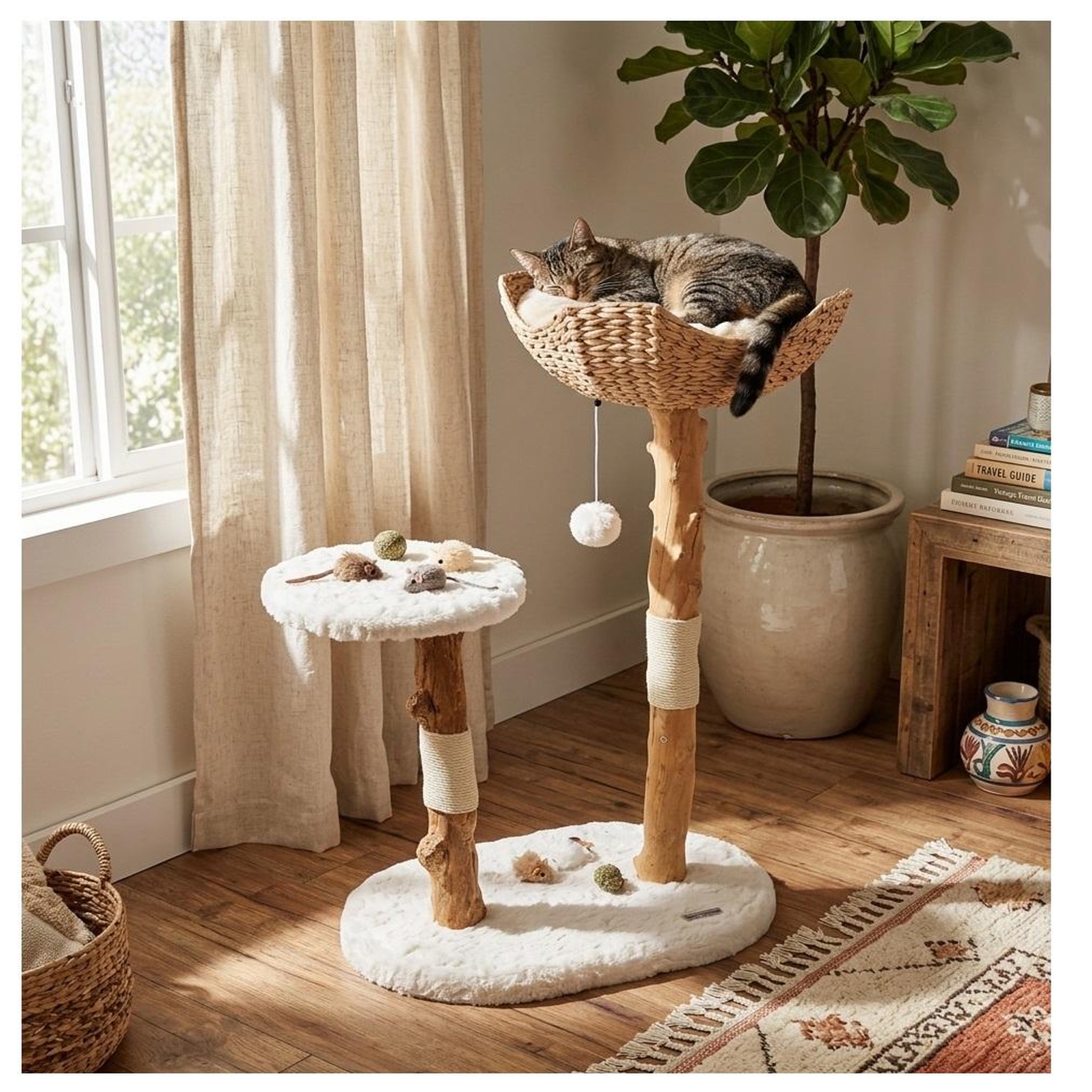 Voir la diapositive 2 : Eden Arbre a chat design avec corde et panier