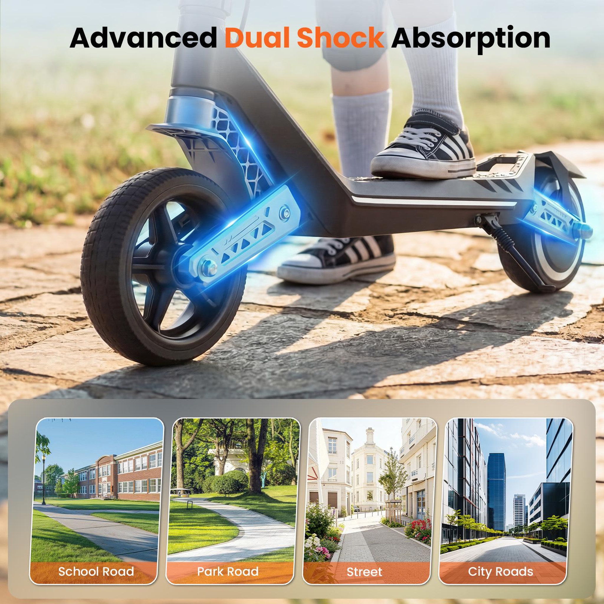 Voir la diapositive 5 : ISCOOTER Trottinette électrique pour enfants iScooter K6, écran LED, hauteur réglable, haut-parleur Bluetooth, pliable