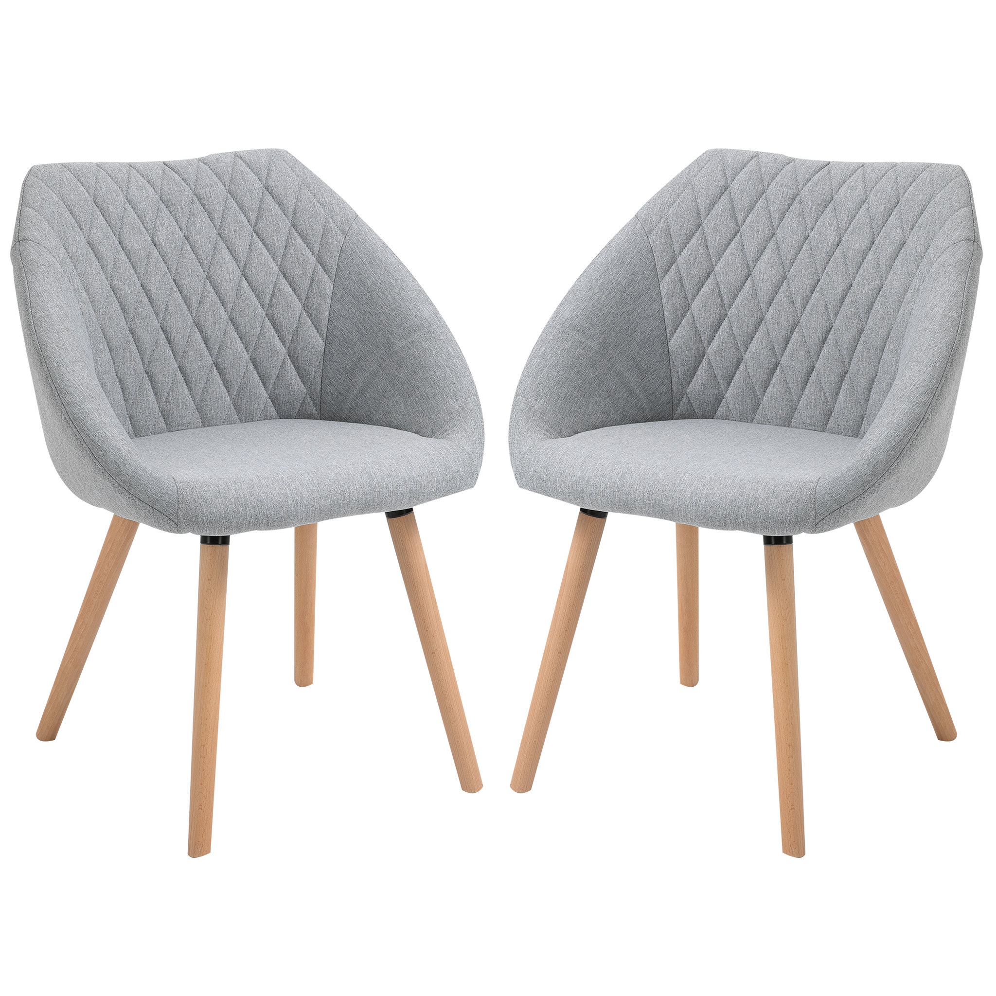 Voir la diapositive 1 : HOMCOM Chaises de visiteur design scandinave - lot de 2 chaises - pieds effilés bois hêtre - assise dossier accoudoirs ergonomiques lin gris