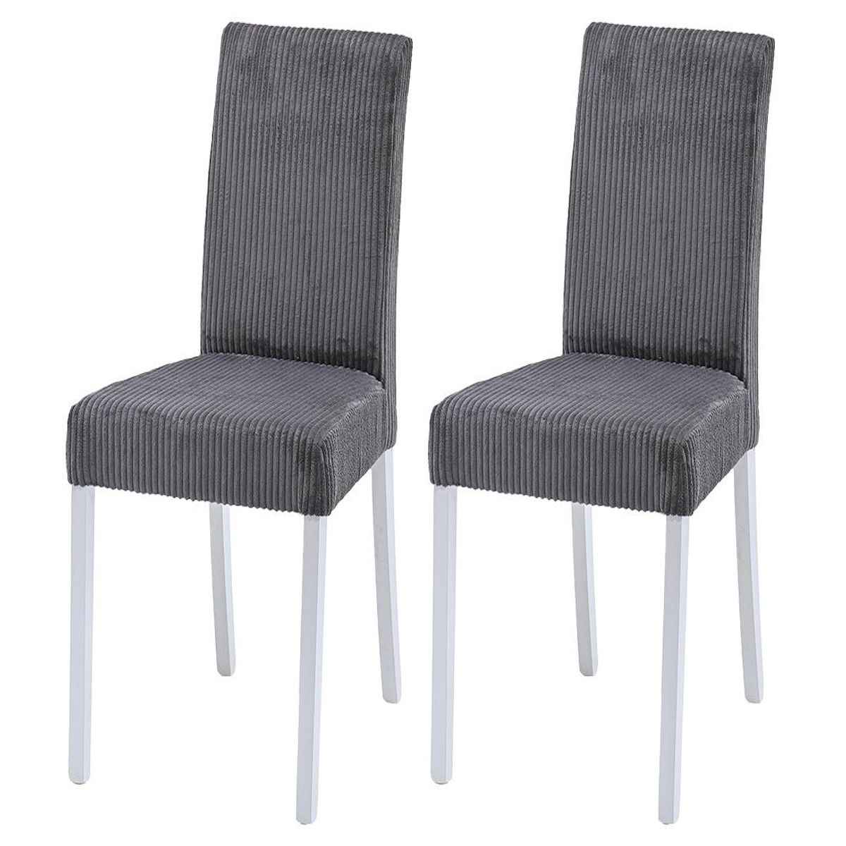 BEST MOBILIER Gemma - lot de 2 chaises - en velours côtelé