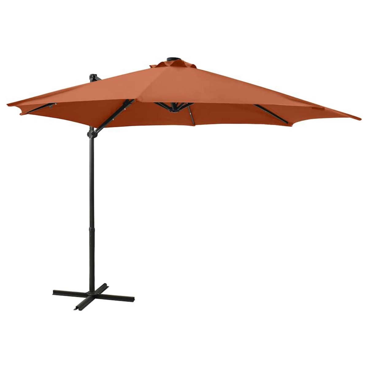 VIDAXL Parasol de jardin en porte-a-faux avec mat et lumieres LED