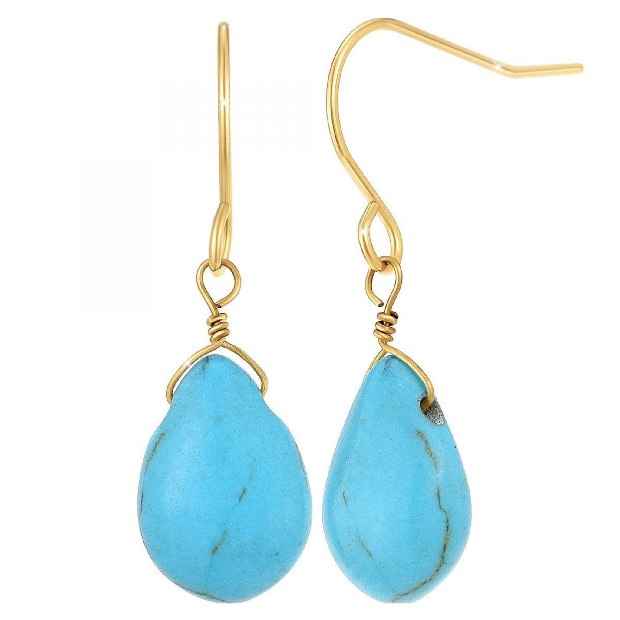 Voir la diapositive 1 : SC BOHEME Boucles d'oreilles SC Bohème ornées de deux pierres turquoises