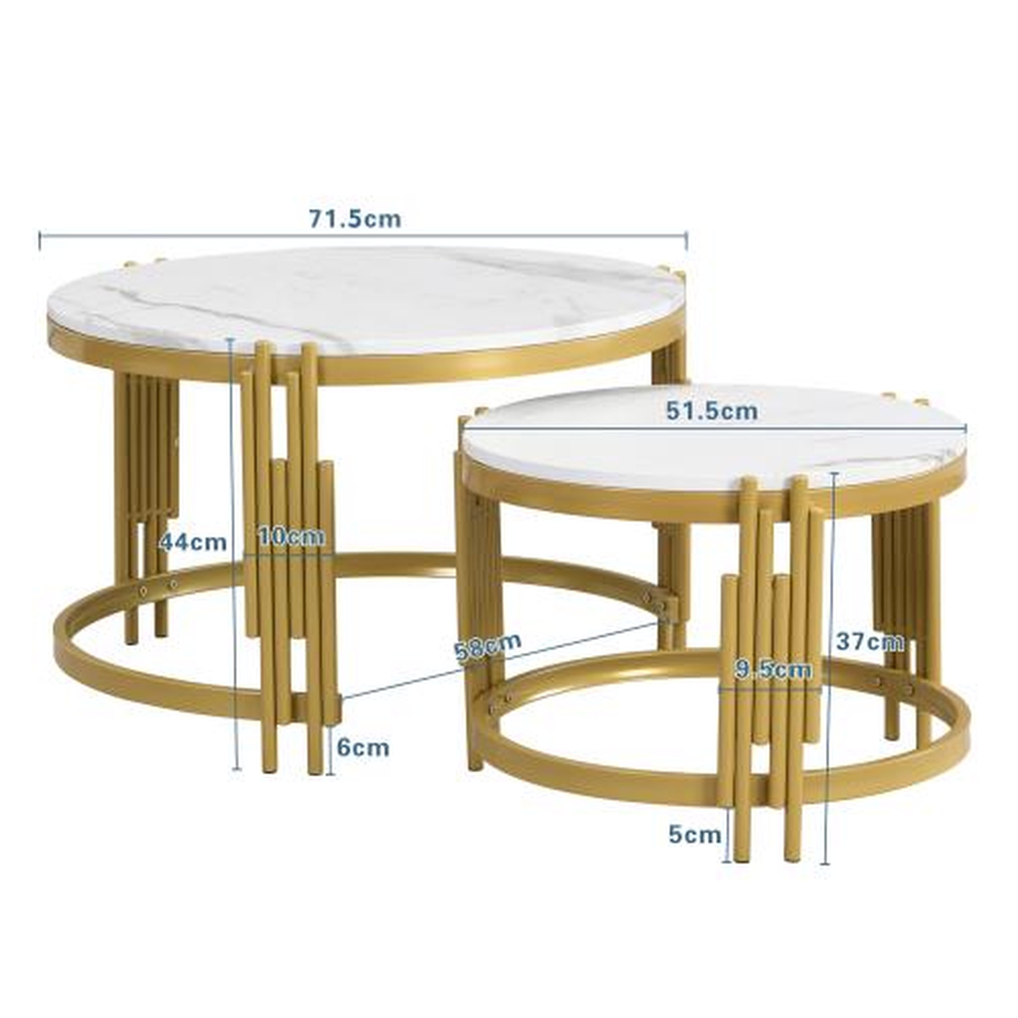 Voir la diapositive 3 : MERAX Table basse gigogne ronde gris - 71,5x71,5 cm mdf