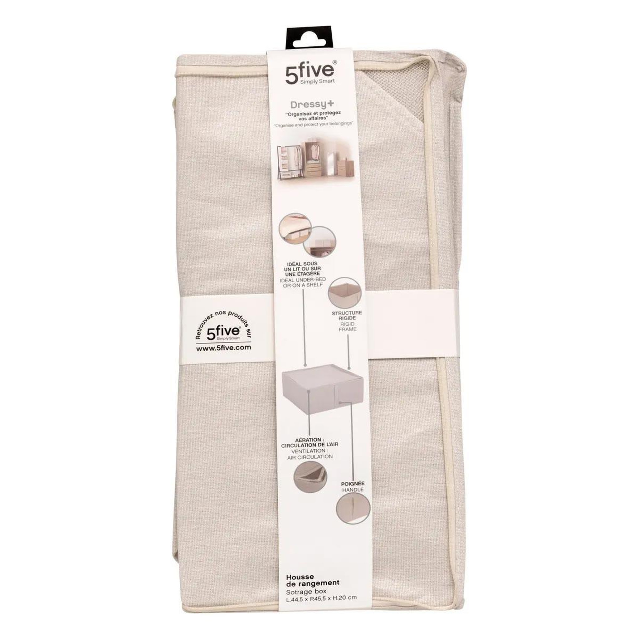 Voir la diapositive 5 : FIVE Housse de rangement rigide  dressy  45cm beige