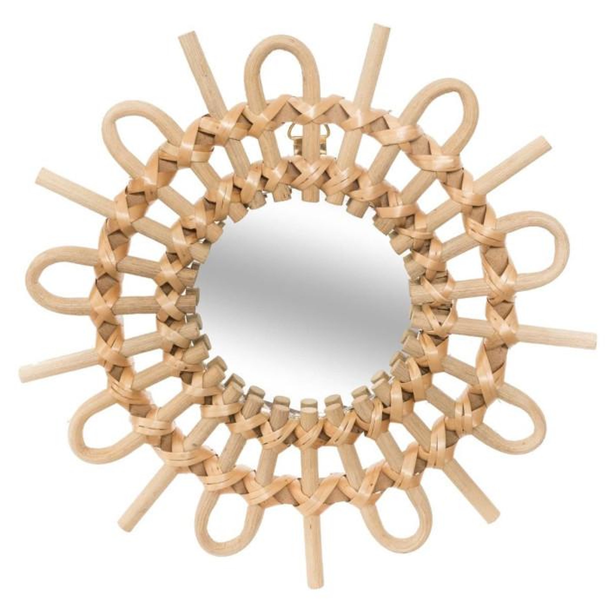 Voir la diapositive 4 : ATMOSPHERA Lot de 3 Miroirs Muraux Rotin  Soleil  28cm Beige