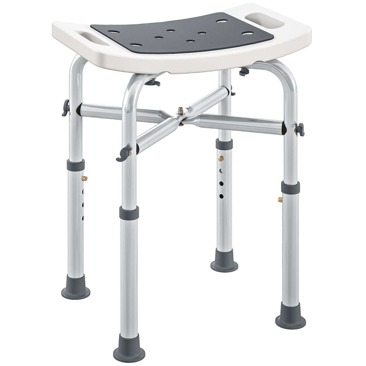 HOMCOM Siège de douche réglable en hauteur tabouret de douche ergonomique pieds antidérapants charge max. 150 Kg alu HDPE blanc gris
