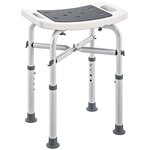 HOMCOM Siège de douche réglable en hauteur tabouret de douche ergonomique pieds antidérapants charge max. 150 Kg alu HDPE blanc gris