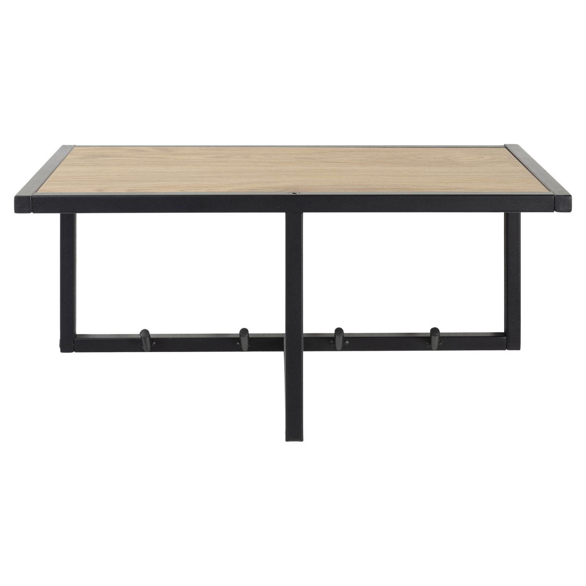Voir la diapositive 3 : TOILINUX Etagère murale porte-manteau 4 accroches en mdf et métal - noir et beige