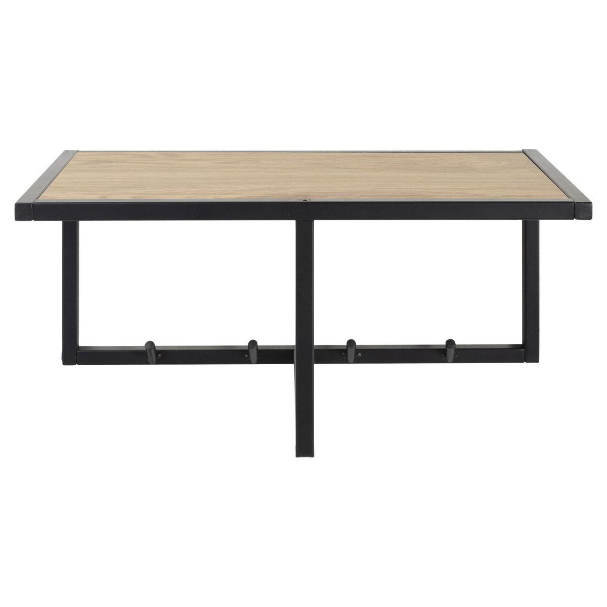 TOILINUX Etagère murale porte-manteau 4 accroches en MDF et Métal - Noir et beige