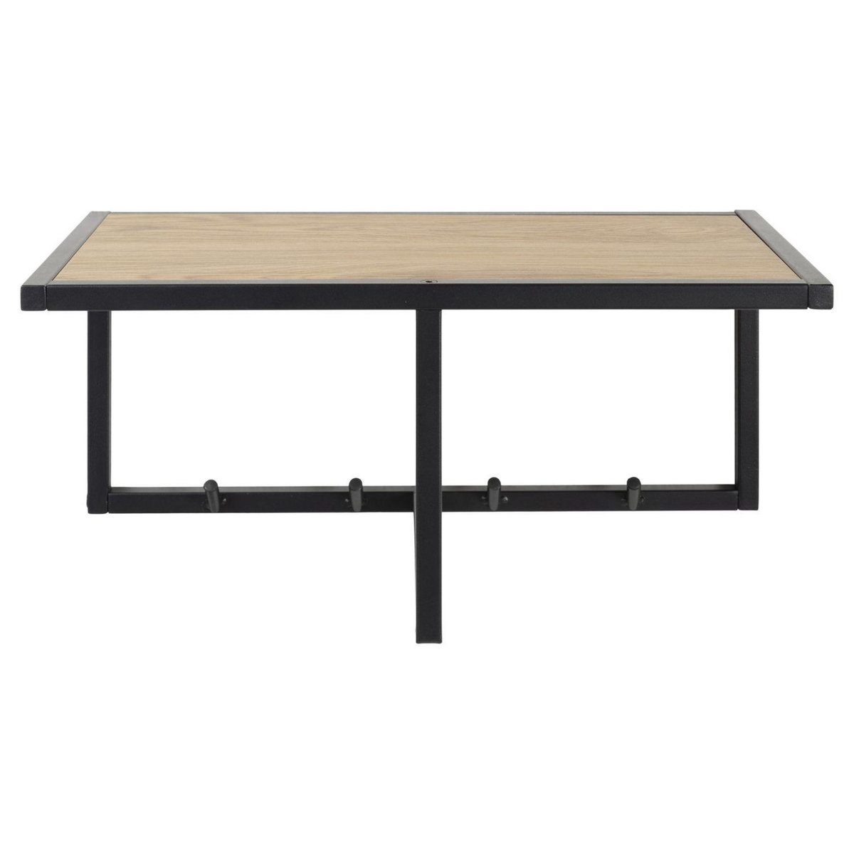 TOILINUX Etagère murale porte-manteau 4 accroches en MDF et Métal - Noir et beige