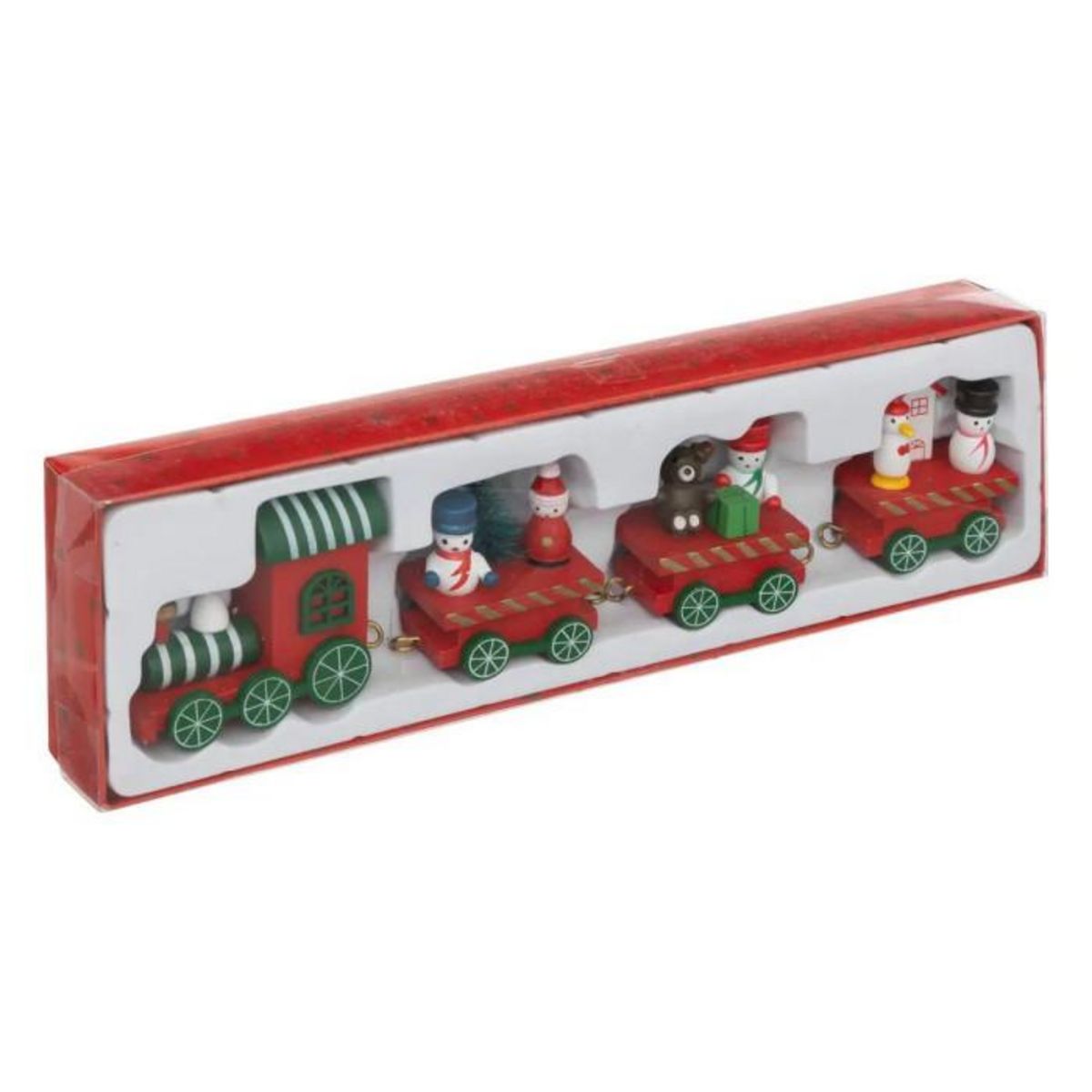 ATMOSPHERA Train Déco Bois  Personnages de Noël  22cm Rouge
