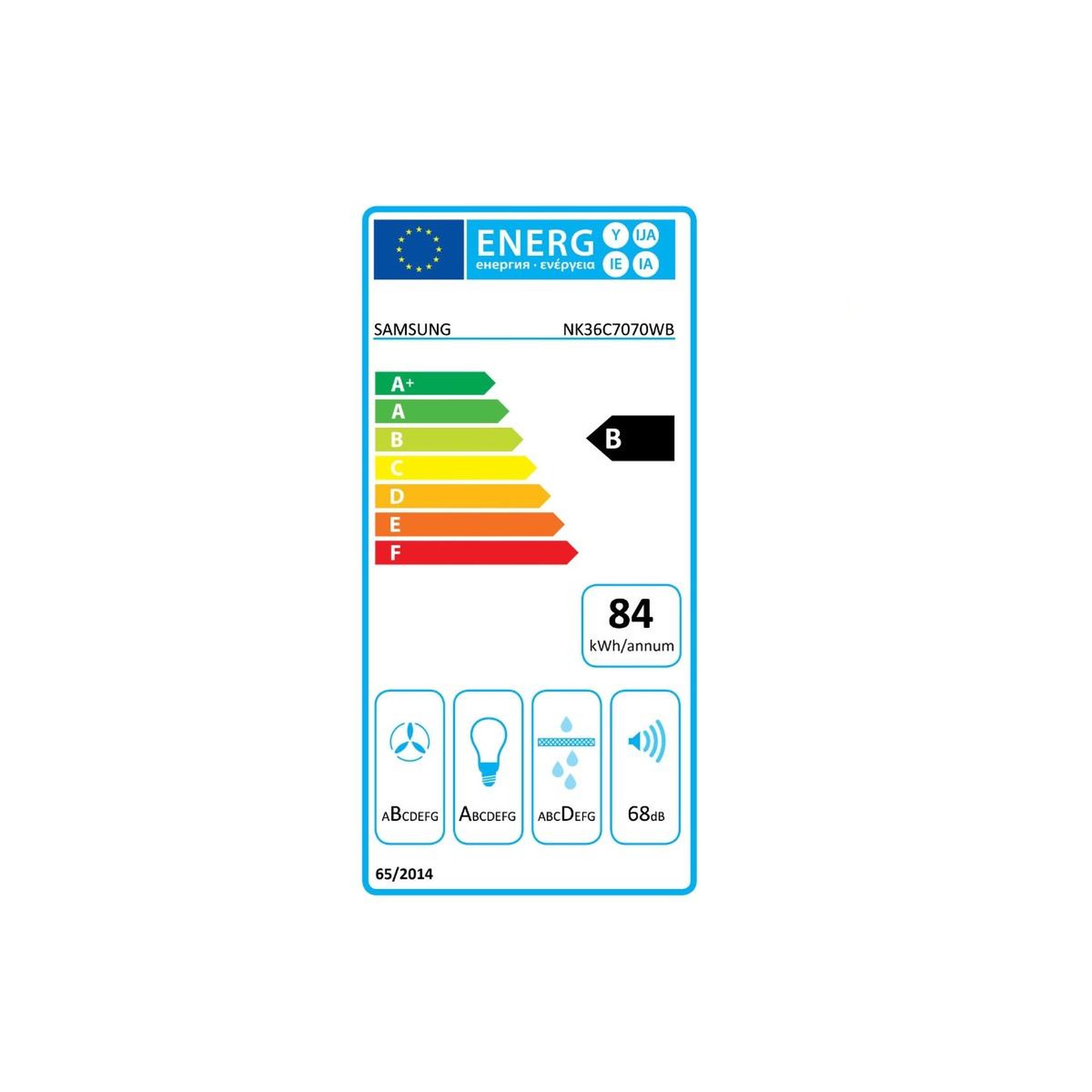 Voir la diapositive 2 : Samsung Hotte décorative inclinée 90cm 558 m3/h noir - nk36c7070wb