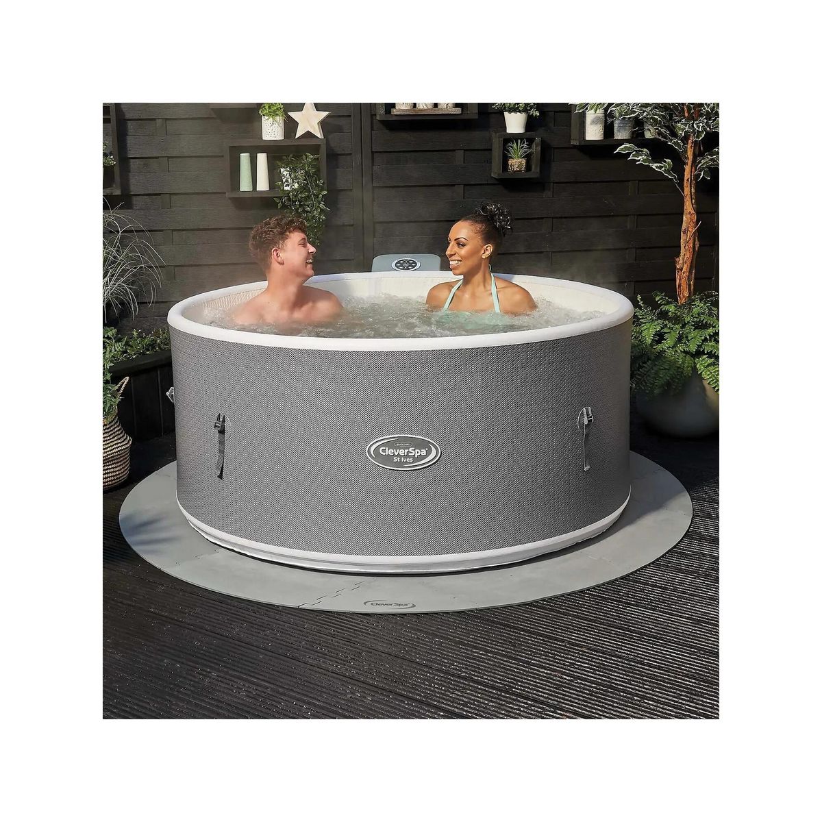 Clever Spa gonflable 5 places rond en Dropstitch - Clever Spa - Diamètre : 200 cm - Filtre et bâche inclus