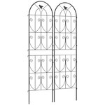 OUTSUNNY Treillis de jardin effet fer forgé oiseau - 2 supports plantes grimpantes - 50 x 180 cm - métal époxy noir