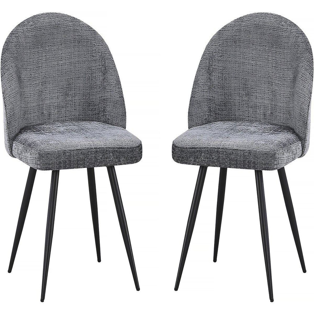 Habitat et Jardin Lot de 2 chaises en tissu  Samuel  - 53 x 51 x 82 cm - Gris