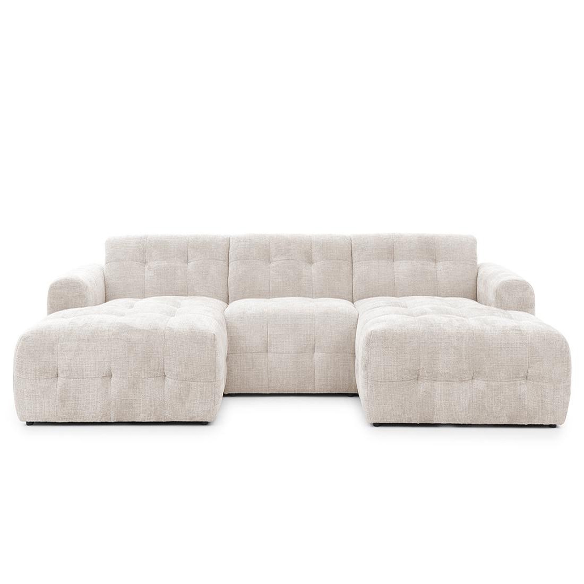 Voir la diapositive 1 : BEST MOBILIER Diane - canapé panoramique en u 6 places en velours texturé