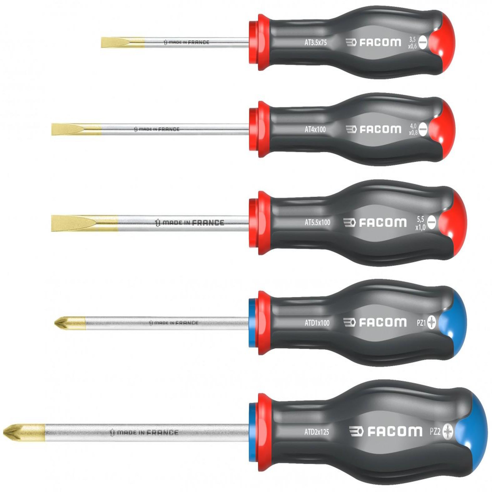 FACOM Jeu de tournevis mixte 3.5 / 4 / 5.5 / PZ1 / PZ2 FACOM