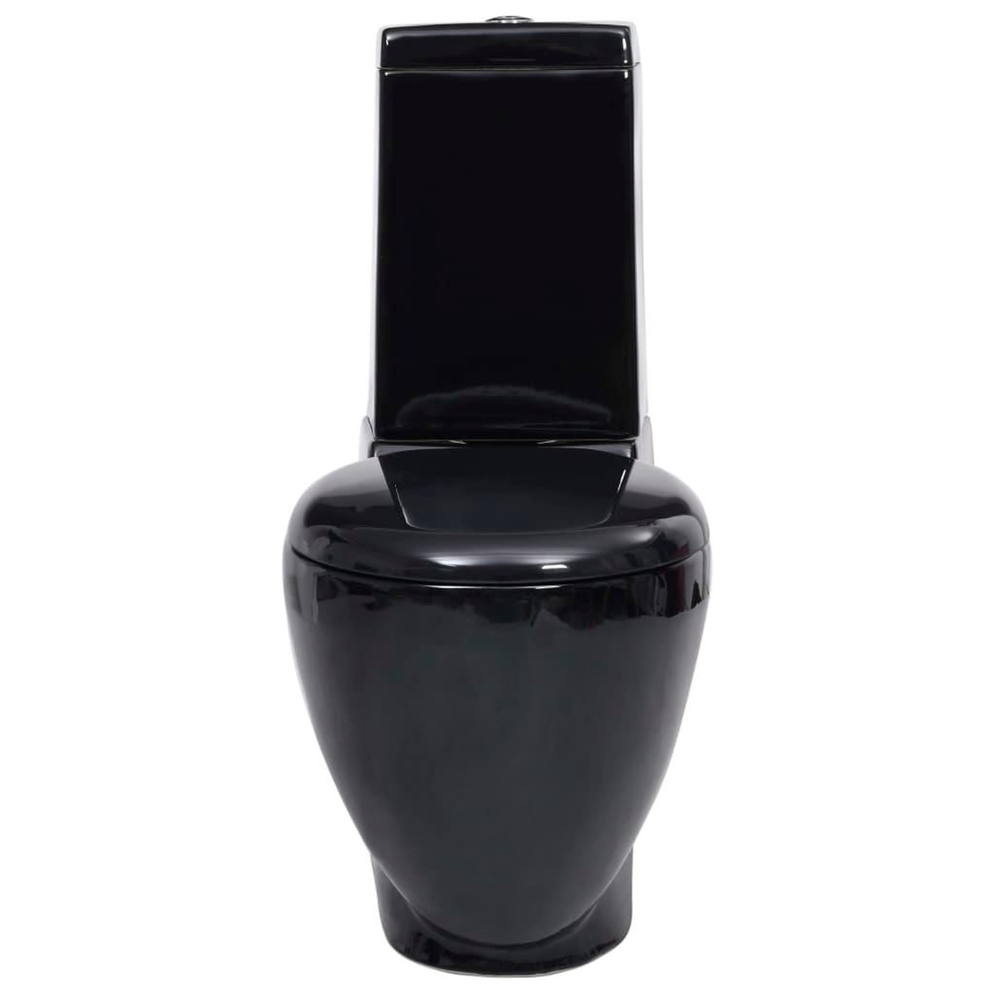 Voir la diapositive 2 : VIDAXL Toilette en ceramique Ronde Ecoulement d'eau au fond Noir
