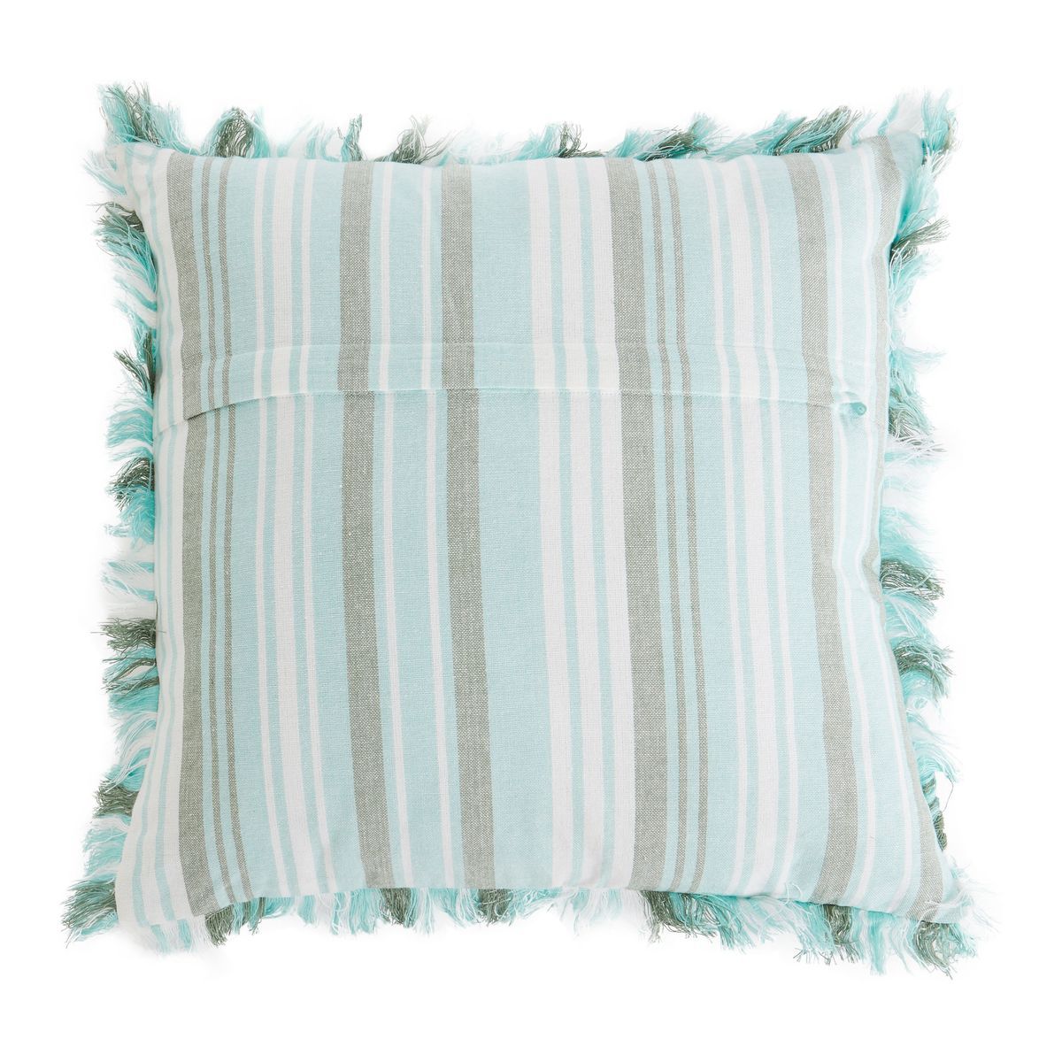 ACTUEL Coussin déco déhoussable avec zip et franges en coton