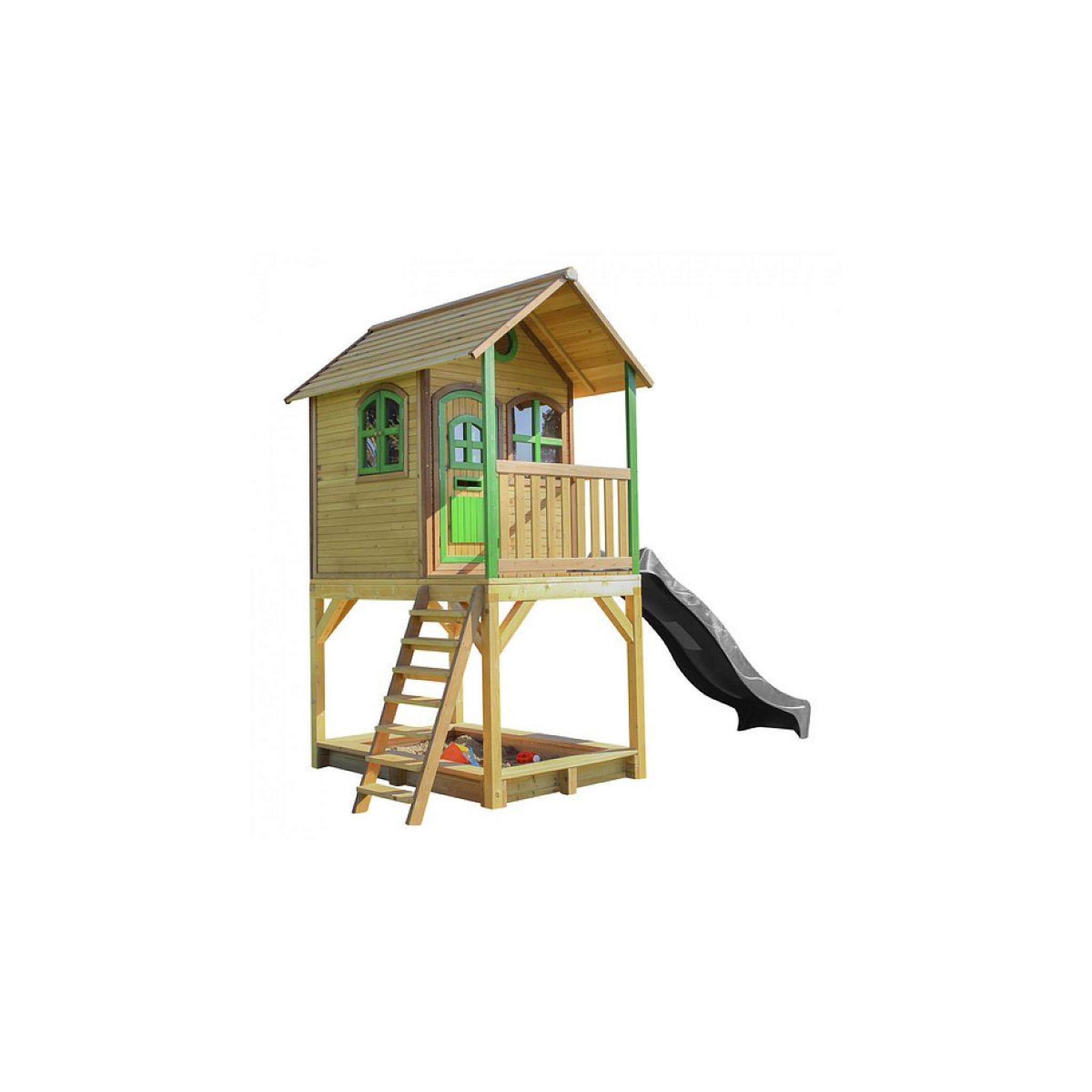 Voir la diapositive 2 : Axi House Axi classic sarah maisonnette marron vert toboggan gris
