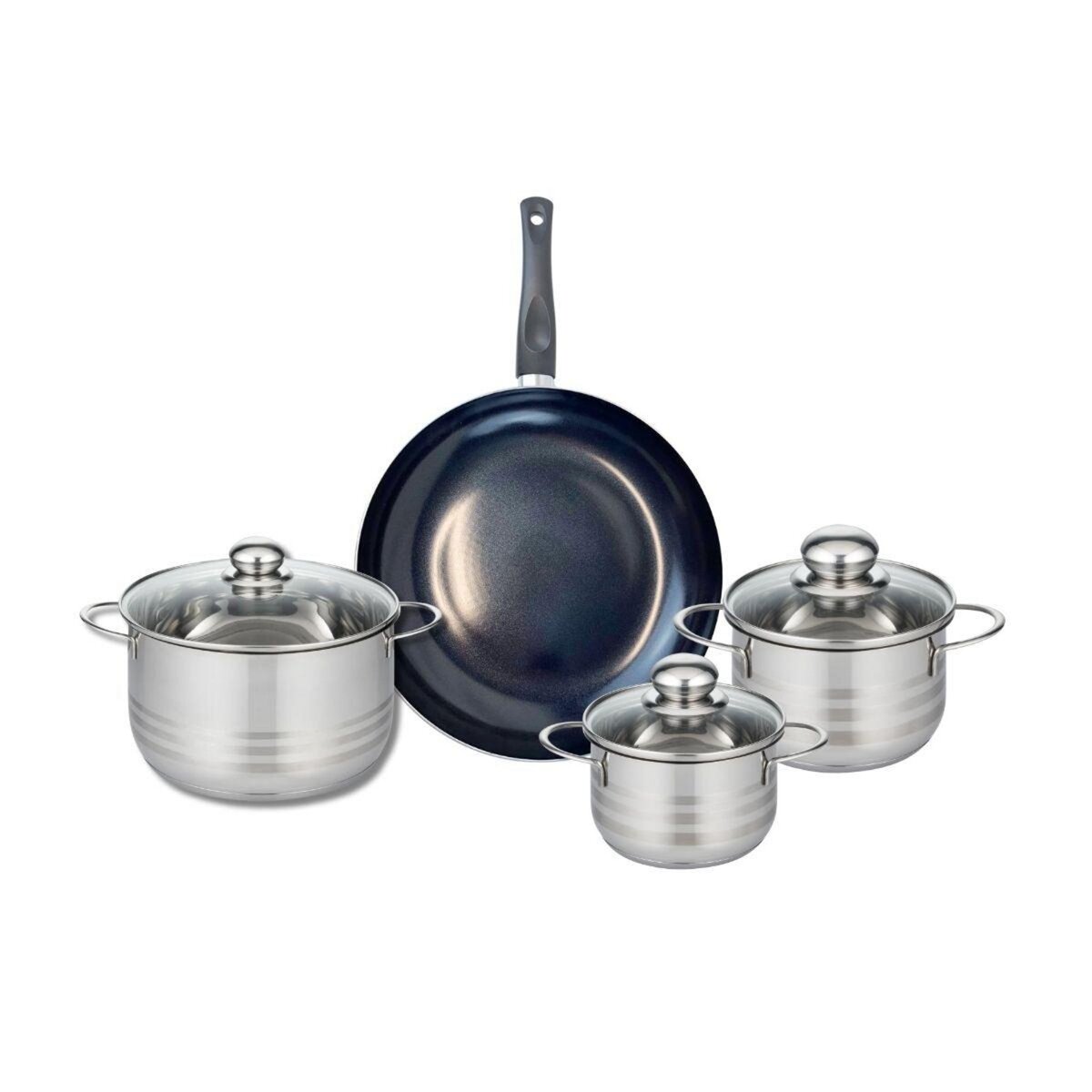 ELO Ensemble de 1 Poêle de cuisson 28 cm et 3 faitouts 14, 16 et 20 cm Elo Prima Brillant