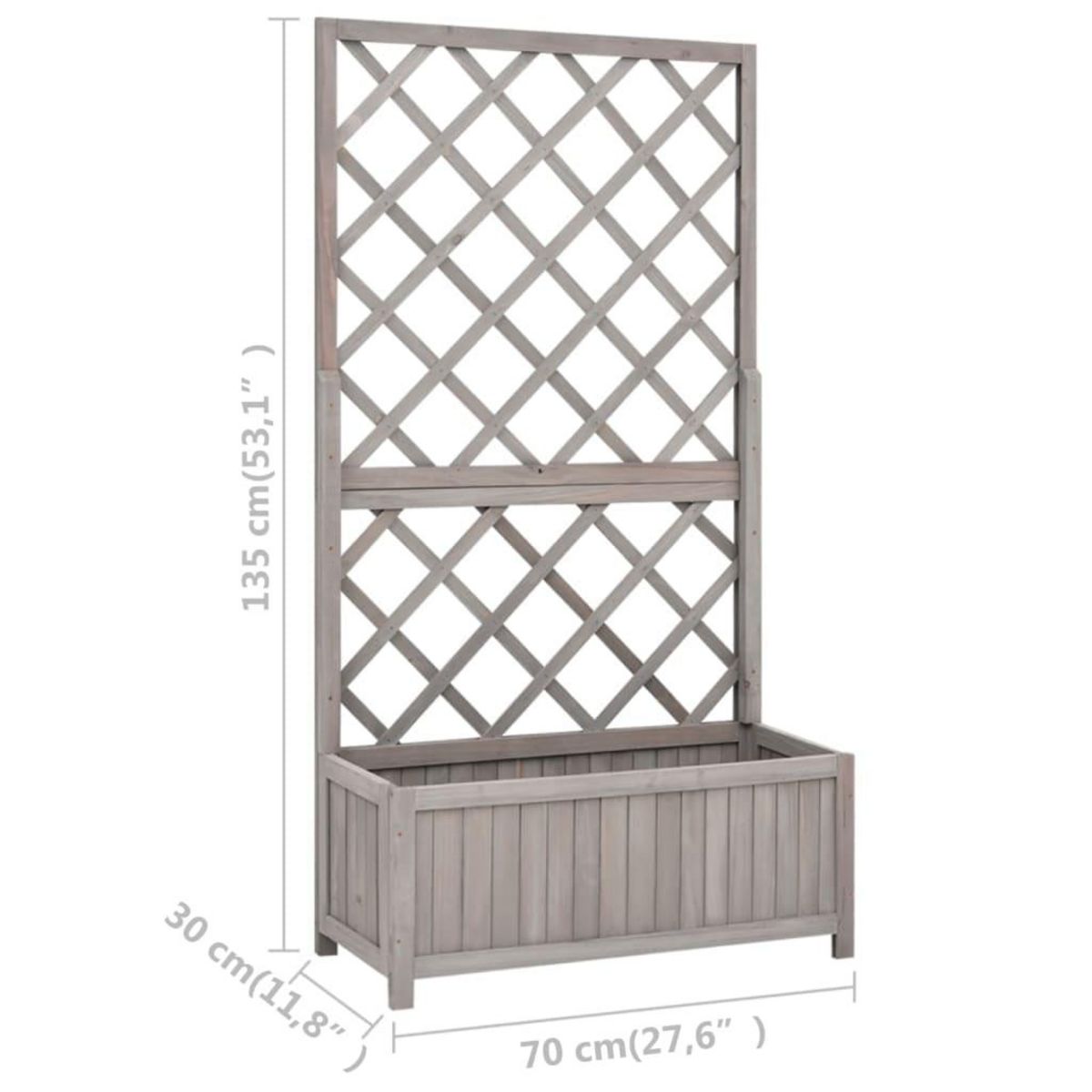 VIDAXL Jardiniere a treillis de jardin Gris 70x30x135 cm Bois de sapin