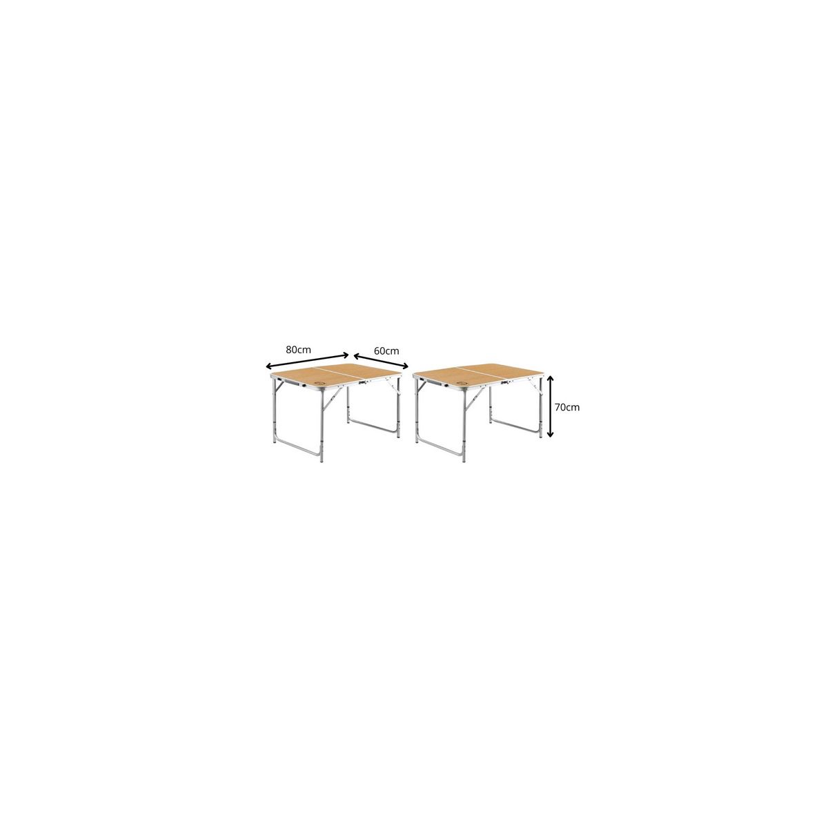 O'Camp Lot de 2 tables de camping pliables 4 places - O'Camp - Forme valise - 80 x 60 x 70 cm