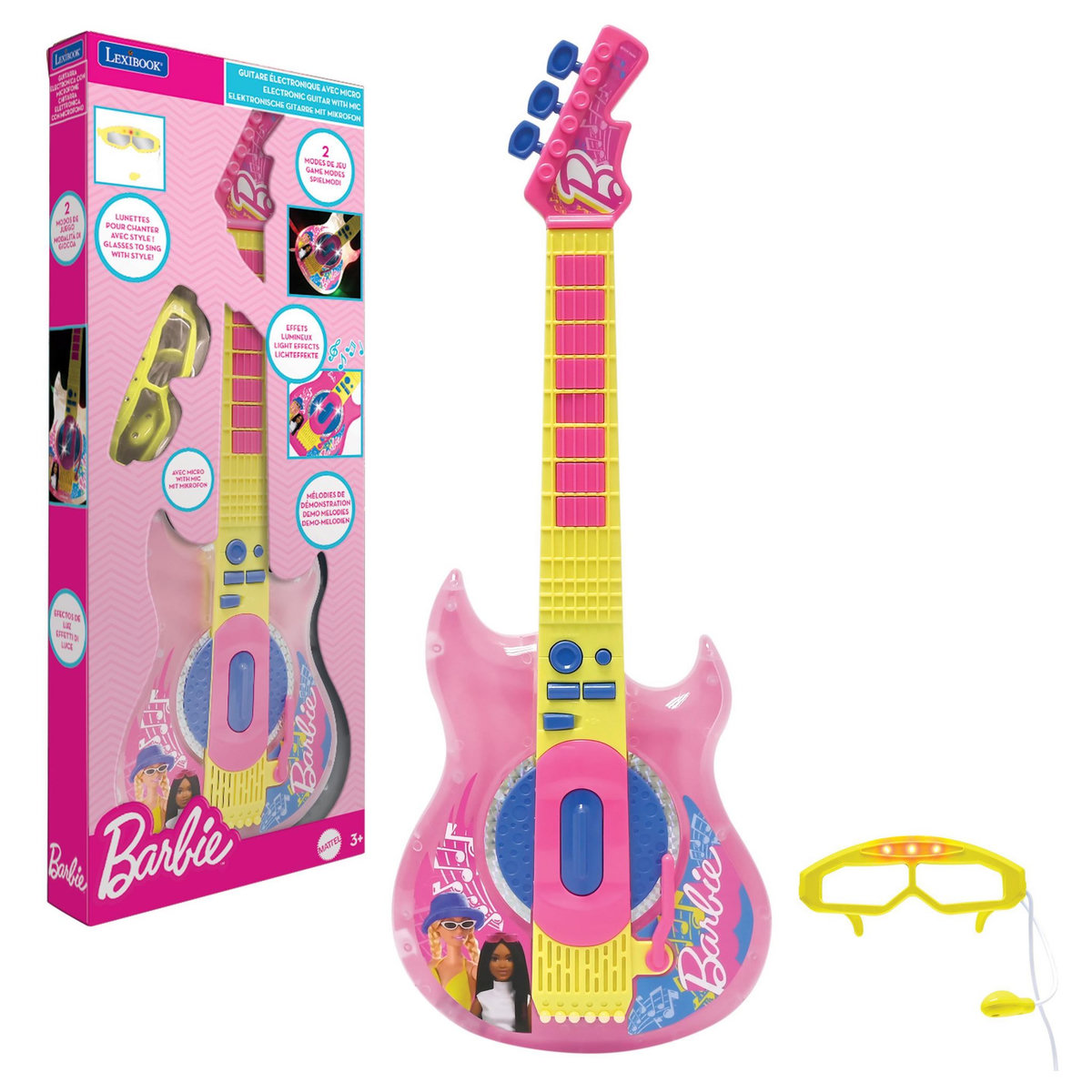 Lexibook Guitare Électronique Lumineuse avec lunettes et micro Barbie