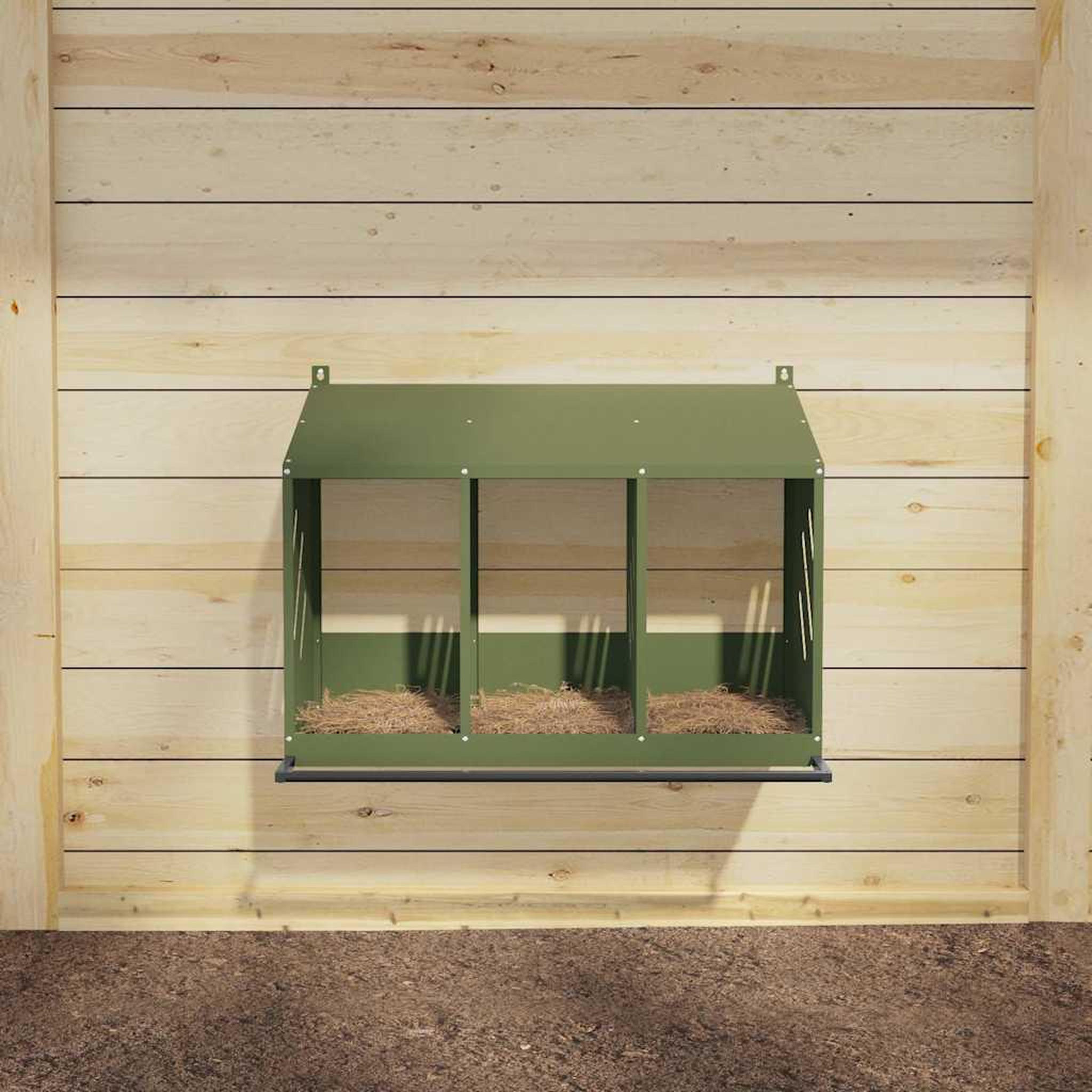 Voir la diapositive 2 : VIDAXL Nichoir a poules avec 3 compartiments vert olive metal