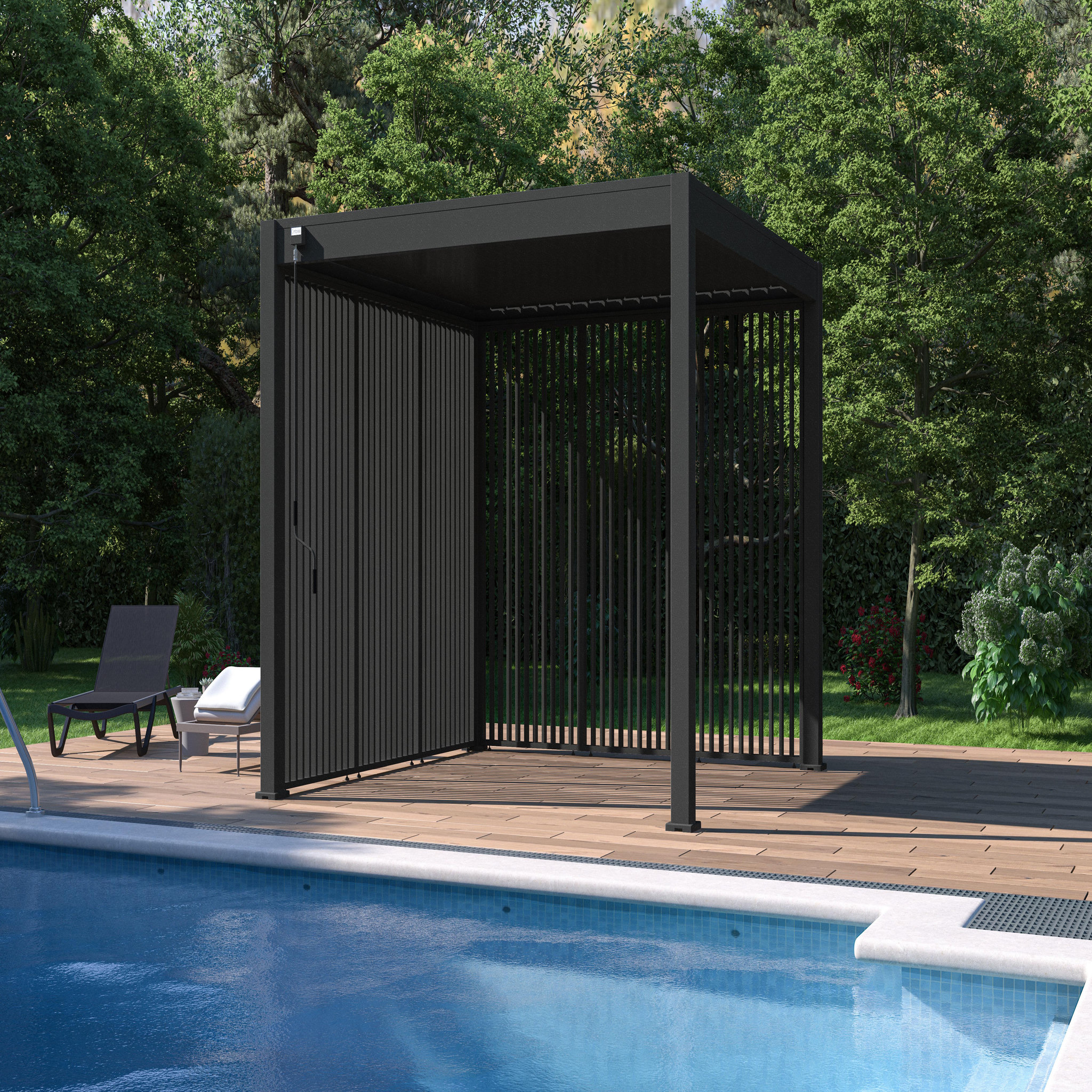 Panneau brise-vue Aluminium Pergola Bioclimatique OMBREA® - largeur 1 m - Anthracite - ventelles verticales
