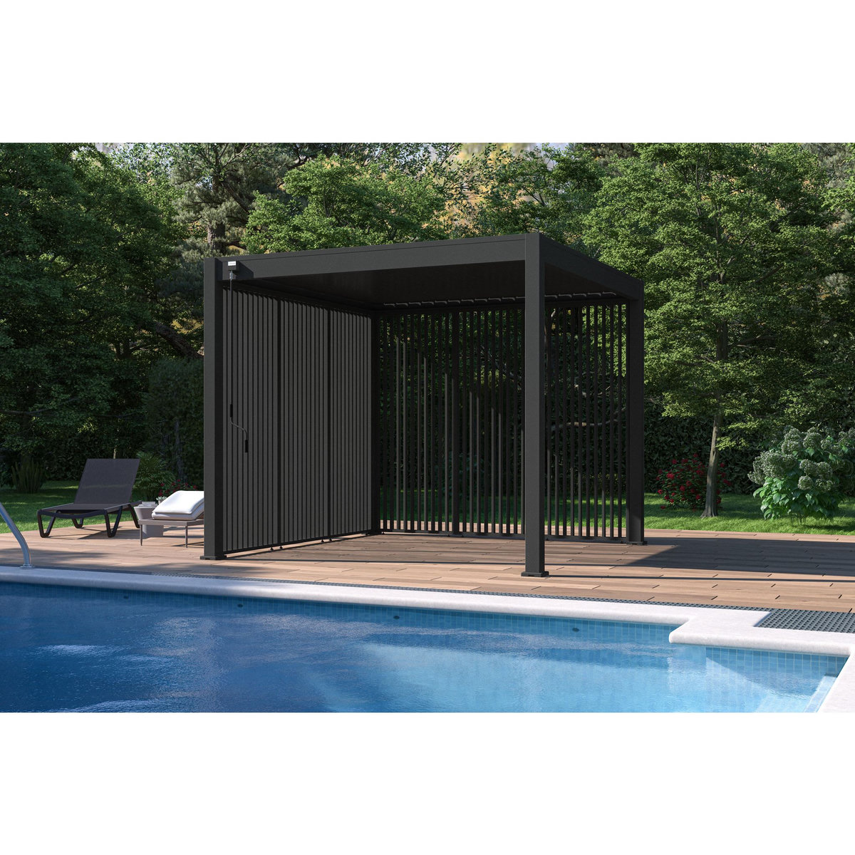 Panneau brise-vue Aluminium Pergola Bioclimatique OMBREA® - largeur 1 m - Anthracite - ventelles verticales