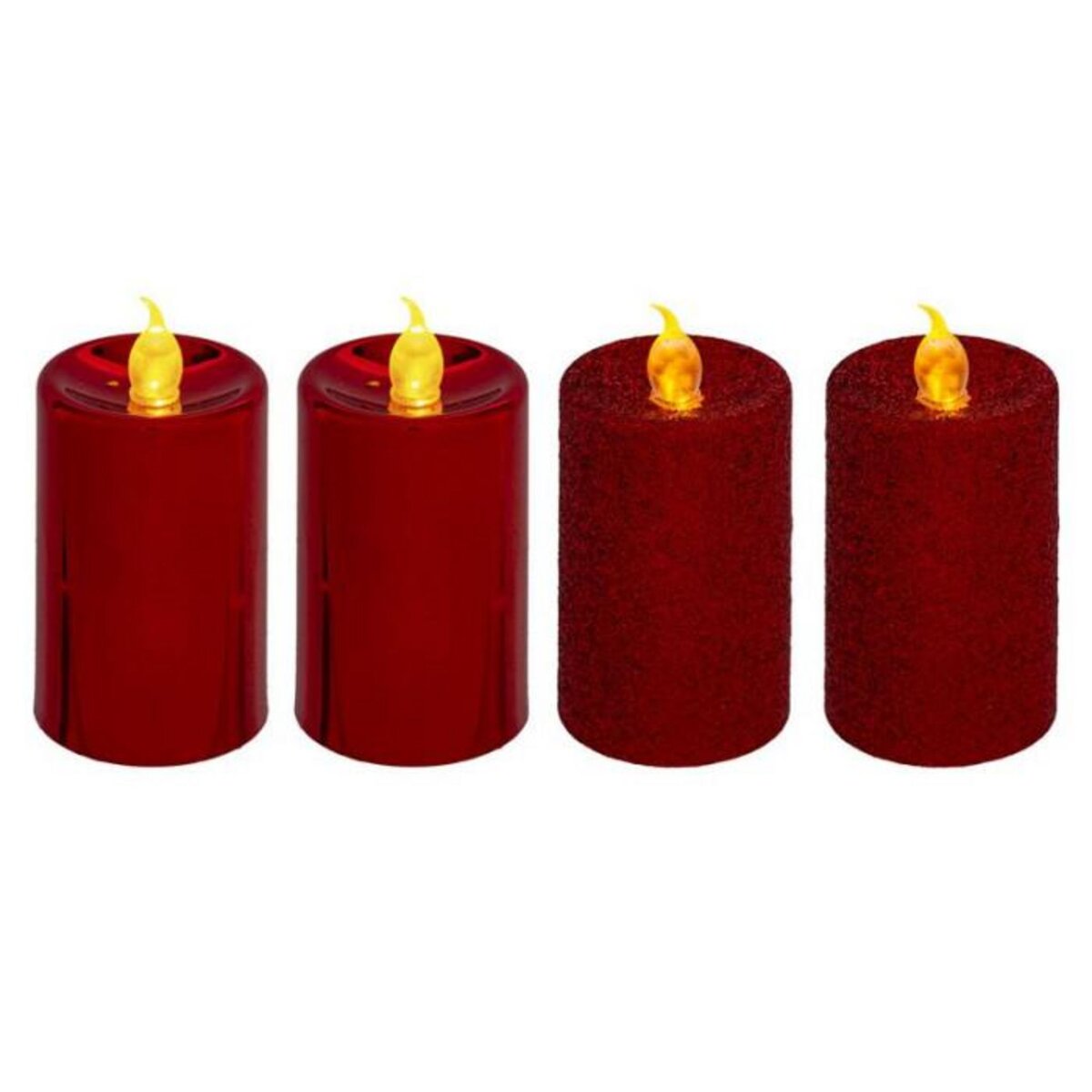 FEERIC LIGHT & CHRISTMAS Lot de 4 Bougies Votives  Colorama  7cm Rouge