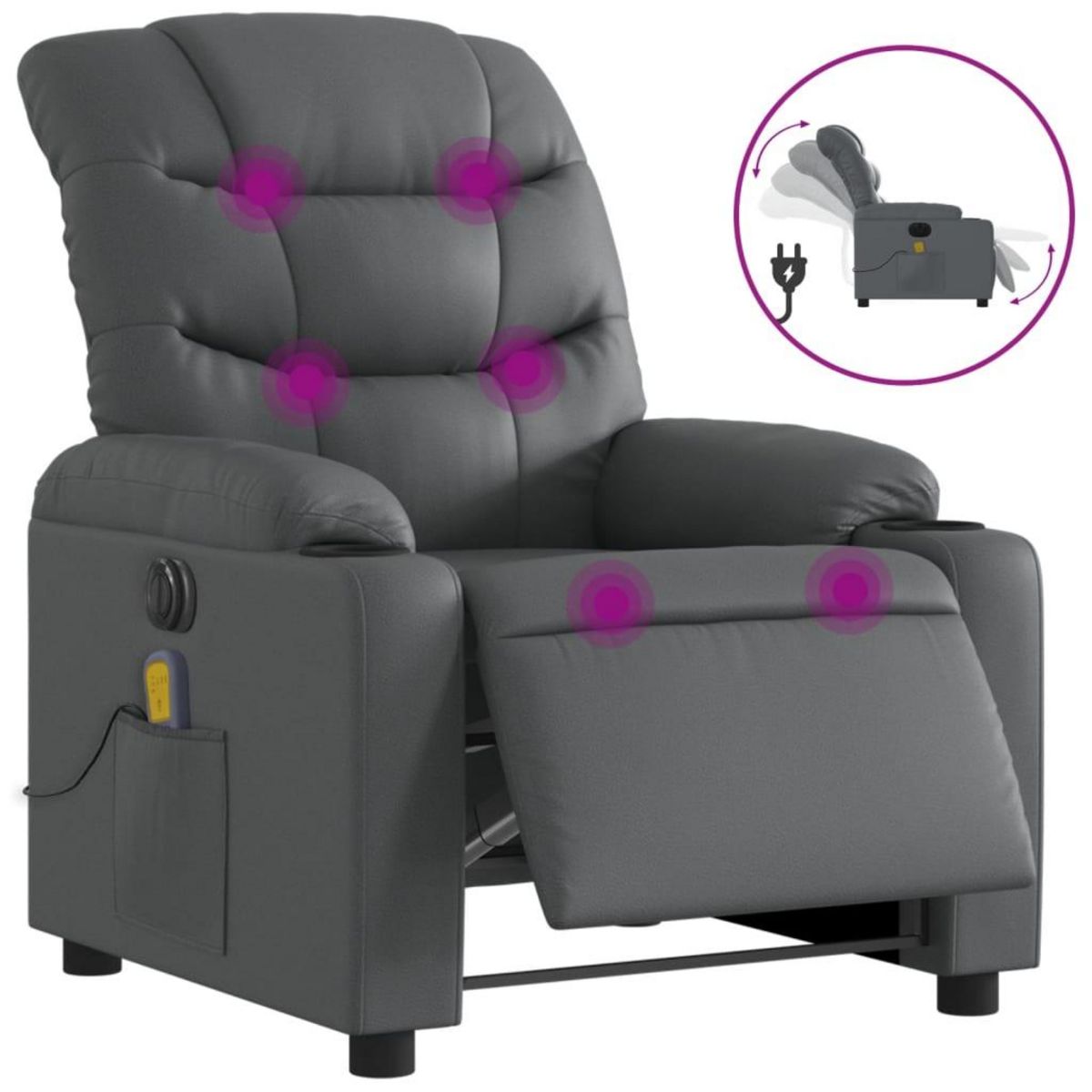 VIDAXL Fauteuil de massage inclinable electrique gris similicuir